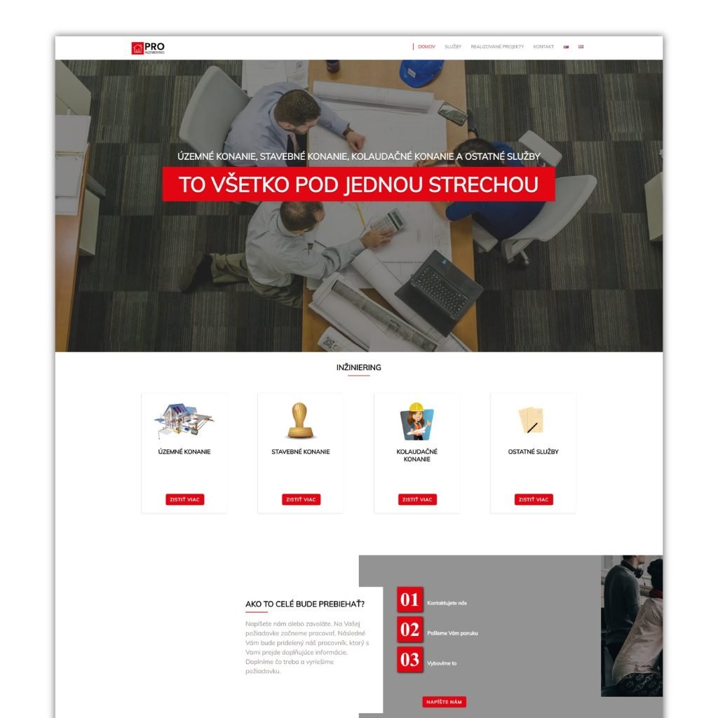 Ukážka realizácie Proinziniering.sk od Finestudio