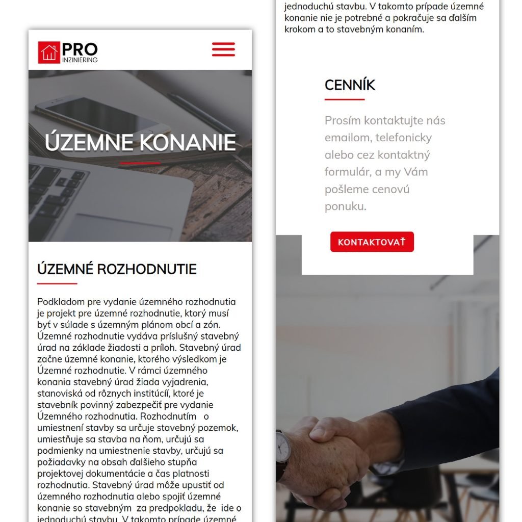 Ukážka realizácie Proinziniering.sk od Finestudio