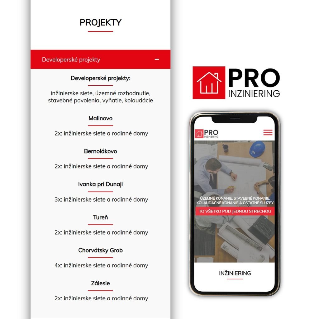 Ukážka realizácie Proinziniering.sk od Finestudio