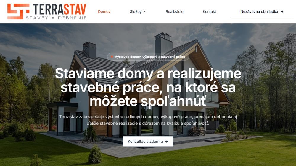 Webstránka Terrastav od Finestudio